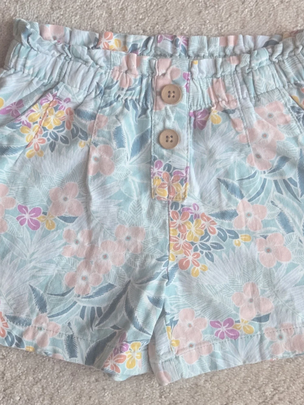 OshKosh B'gosh Light Blue Floral Elastic-Waist Shorts